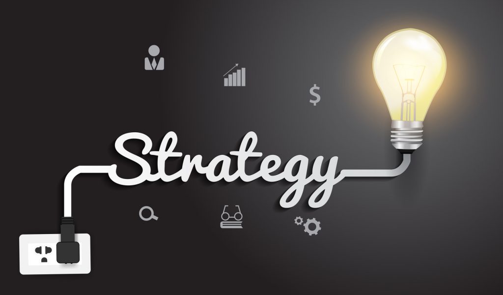 Strategy concept with creative light bulb idea